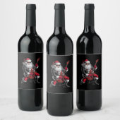 ロック&クリス転がスマスサンタクロースのギタープレーヤー ワインラベル (ボトル)