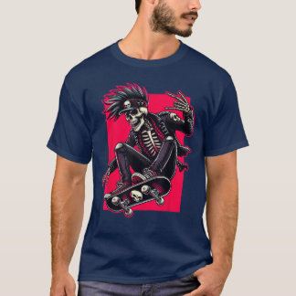 ロック スケルトン キャップ スケーター クール ハロウィン パンク ロック Tシャツ