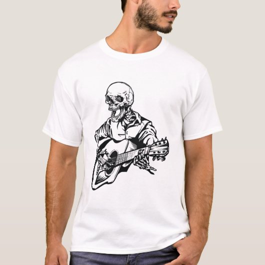 ロック スケルトン ギター Tシャツ (正面)