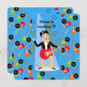 ロック・スターのギター・プレーヤーの誕生日パーティーへの招待 招待状 (正面/裏面)