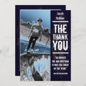 ロック・バンドのバーの（ユダヤ教の）バル・ミツバーのサンキューカードの黒 サンキューカード (正面/裏面)