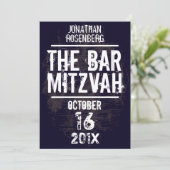 ロック・バンドのバーの(ユダヤ教の)バル・ミツバーの招待状はすべて黒をタイプインします 招待状 (スタンド正面)