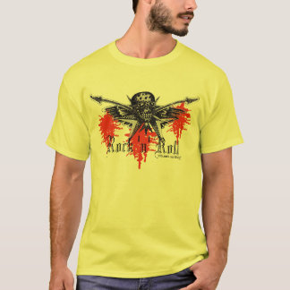 ロック・ミュージックのスカルおよびギターのグラフィックアートのTシャツ Tシャツ