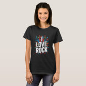 ロック・ミュージック大好き ギターとマイク Tシャツ (正面フル)