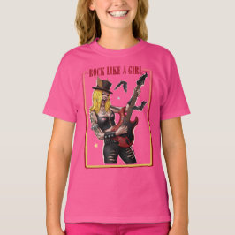 ロック・ライク・ア・ガール - クールなヘヴィメタル・ガール Tシャツ