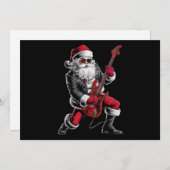 ロック&ロールクリスマスのサンタクロースギタリスト シーズンカード (正面/裏面)