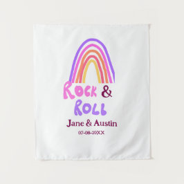 ロック＆ロール ウェディング カップル名 レトロ レインボー タペストリー