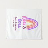 ロック＆ロール ウェディング カップル名 レトロ レインボー タペストリー (正面(横))