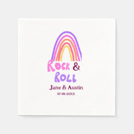 ロック&転がの追加カップル名レトロな虹 スタンダードカクテルナプキン