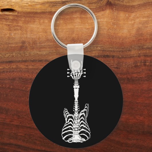 ロック&転がスケルトンギター音楽愛好家ギフト キーホルダー (正面)
