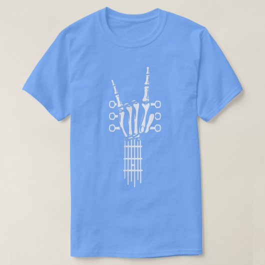 ロック&転がスケルトンギター音楽愛好家ギフト Tシャツ (デザイン正面)