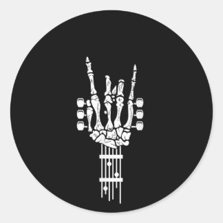 ロック&転がスケルトンギター音楽愛好家ステッカー ラウンドシール