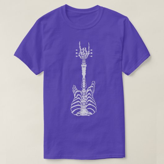 ロック&転がスケルトンギター音楽愛好家ホールおもしろい Tシャツ (デザイン正面)