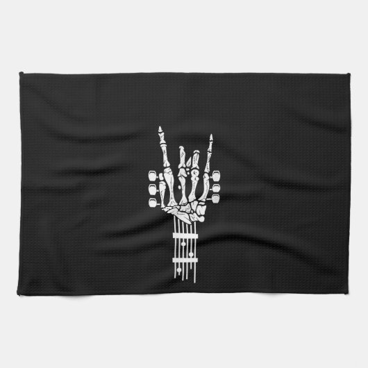 ロック&転がスケルトンギター音楽LoKitchen Towels キッチンタオル (横)