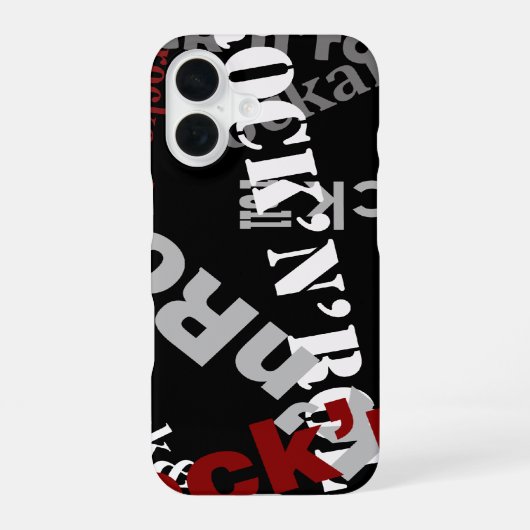 ロック&転がタイポグラフィ音楽 iPhone 16ケース (裏面)