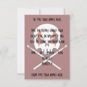 ロック&転が招待状ドラマーパーソナライズされたカード 招待状 (裏面)