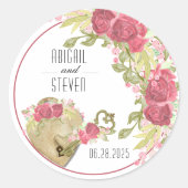 ロック&鍵ラウンド結婚のステッカー ラウンドシール (正面)