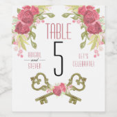 ロック&鍵結婚ズスイートテーブル番号ワインラベル ワインラベル (シングルラベル)