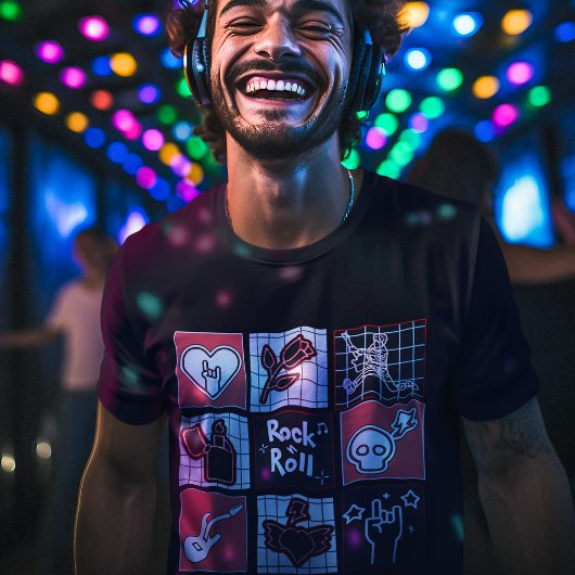 ロック&音楽転がアイコンアートスクウェア音楽アートビート Tシャツ