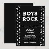 ロックNロールギター音楽Edgyボーイベビーシャワー 招待状 (正面/裏面)