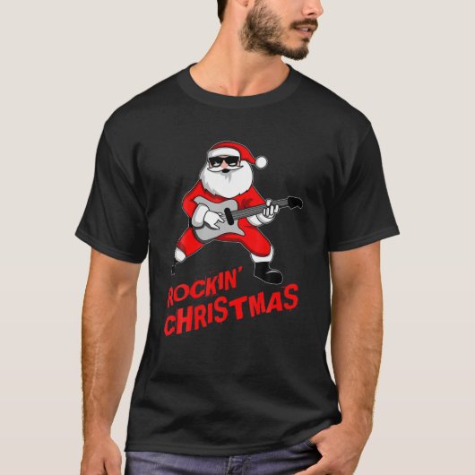ロックNロールサンタクロースクリスマスギフトロックインクリスマス Tシャツ (正面)