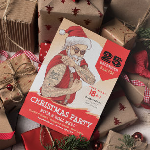 ロックNロールサンタクロースクリスマスパーティの招待状 招待状