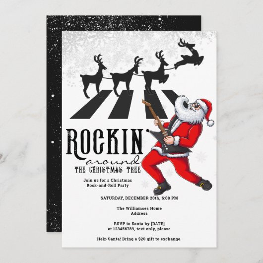ロックNロールサンタトナディアロックンクリスマスパーティー 招待状 (正面/裏面)