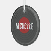 ロックNロールビニールレコード名前をカスタムする ガラスオーナメント (正面左)