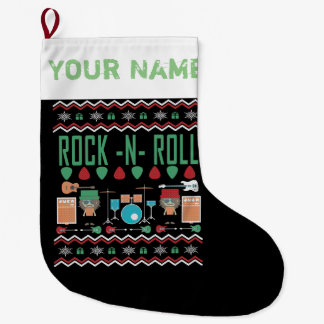ロックNロール醜いクリスマスセータースタイル ラージクリスマスストッキング