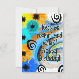 ロックN転がレトロサイケデリック誕生日 サンキューカード