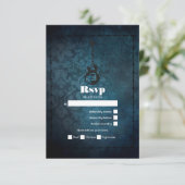 ロックn'転がレトロヴィンテージウェディングRSVPカード 出欠カード (スタンド正面)