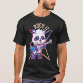 ロックPandaギター遊スベースのギタリスト Tシャツ (正面)