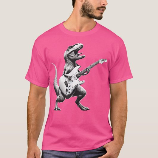 ロックTレックス遊恐竜のギター Tシャツ (正面)