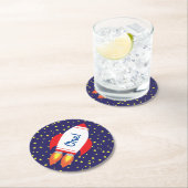 ロッケシップ宇宙かわいいキッド誕生日 ラウンドペーパーコースター (インサイチュ)