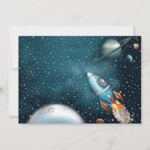 ロッケットシップ宇宙アドベンチャーボーイ誕生日 招待状 (裏面)