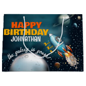 ロッケットシップ宇宙アドベンチャー誕生日 ラージペーパーバッグ (正面)