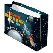 ロッケットシップ宇宙アドベンチャー誕生日 ラージペーパーバッグ (正面アングル)