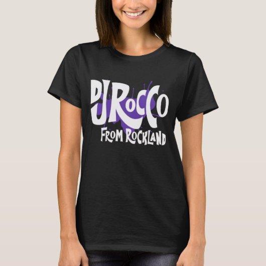 ロッコランドのDJロッコ女性用ロゴ ホワイト Tシャツ (正面)