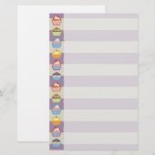 ロッサカップケーキ紫のストライプ文房具 便箋 (正面/裏面)