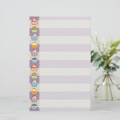 ロッサカップケーキ紫のストライプ文房具 便箋 (スタンド正面)