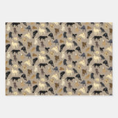 ロッサラボ – 赤、タン、デニムブルー ラッピングペーパーシート (正面3)