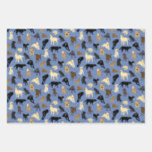 ロッサラボ – 赤、タン、デニムブルー ラッピングペーパーシート (正面2)