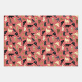 ロッサラボ – 赤、タン、デニムブルー ラッピングペーパーシート (正面)