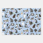 ロッサ猫 – ピンク、ブルー、イエロー ラッピングペーパーシート (正面)