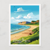 ロッシリベイスワンシーヴィンテージ旅行イラストレーション ポストカード (正面)