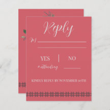 ロッジでのホリデーウェディング返信カード