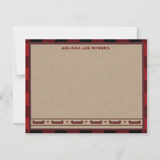 ロッジのスタイルのパーソナライズで平らなメッセージカード-カヌー ノートカード (正面)