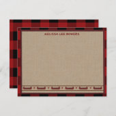 ロッジのスタイルのパーソナライズで平らなメッセージカード-カヌー ノートカード (正面/裏面)