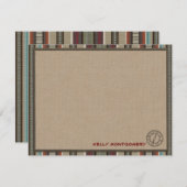 ロッジのスタイルのパーソナライズで平らなメッセージカード-コンパス 招待状 (正面/裏面)