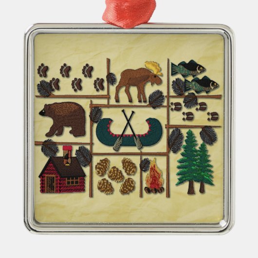 ロッジカント素朴リーキャビンクリスマス メタルオーナメント (正面)